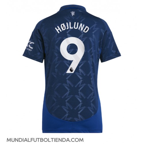 Camiseta Manchester United Rasmus Hojlund #9 Segunda Equipación Replica 2024-25 para mujer mangas cortas